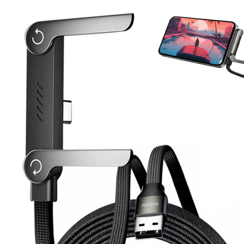 Invisible Holder Charger Cable,240W PD Fast Charging Cable ,USB to Light-Ning Cable 4.9 FT 360° Adjustable Metal Stand 2 In-1